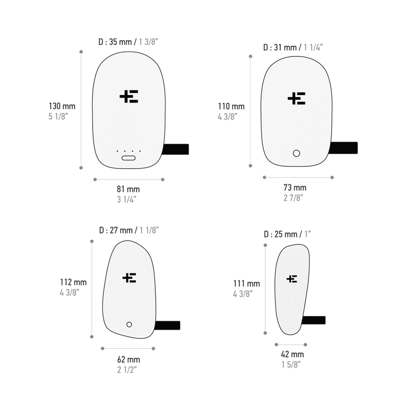 Pureva Power Banks dimensions